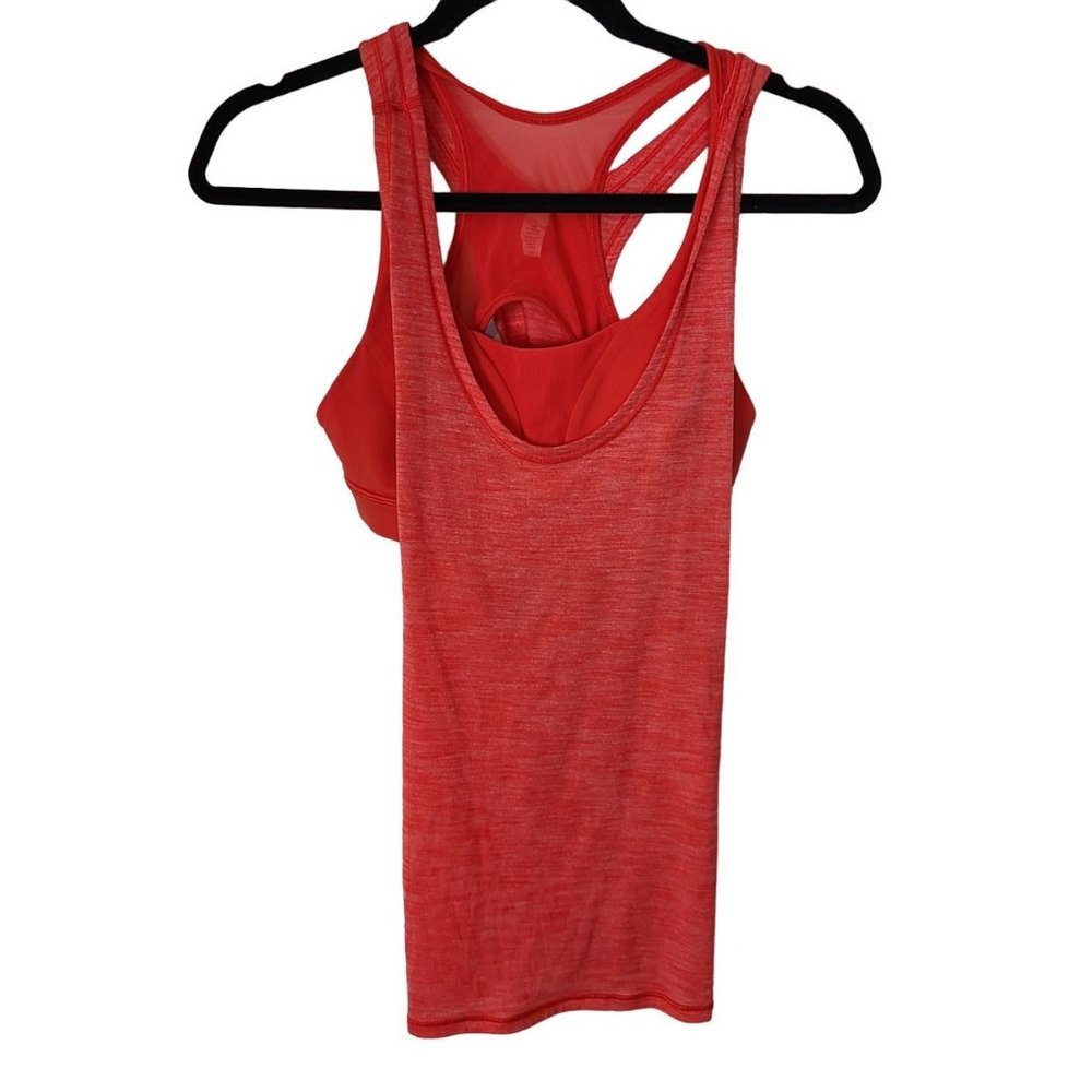 Lululemon Womens 6 Orange Sleeveless Athletic Tank Top With Built In Sports Bra